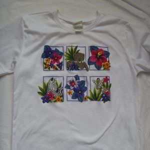 Vintage Jantzen silk screened top Made in USA sz M